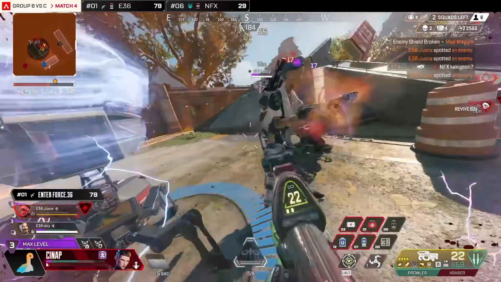 Final ring gunfight in Apex Legends with a downed teammate waiting for a revive