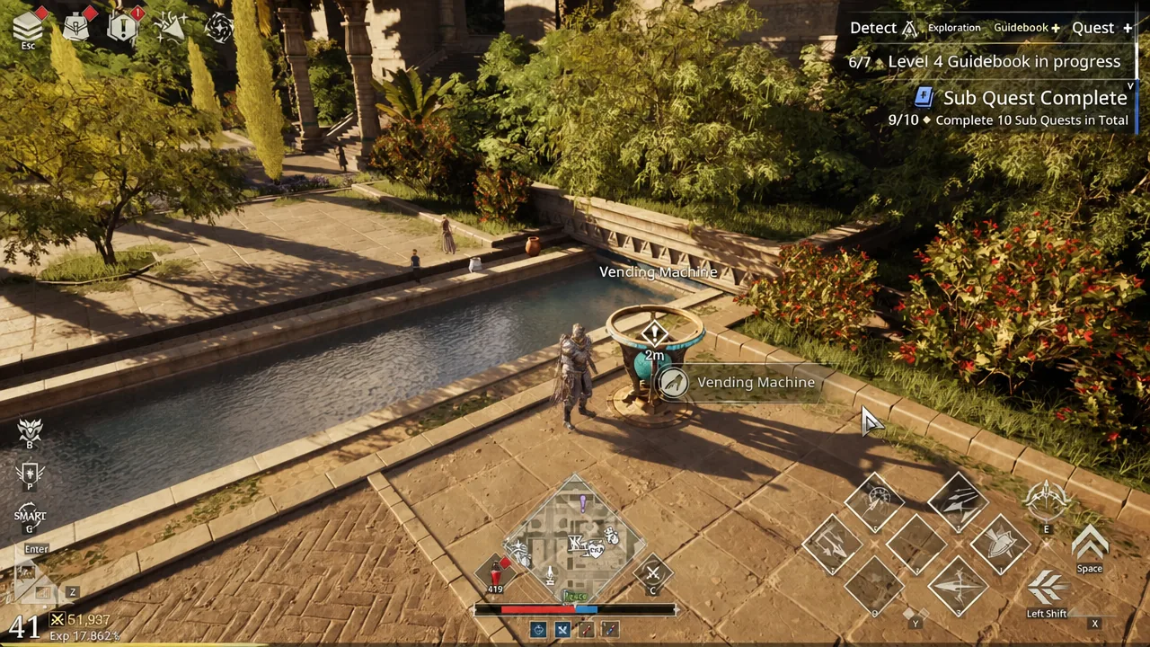 Vending Machine interaction prompt on screen as the player stands two metres away in Babylon