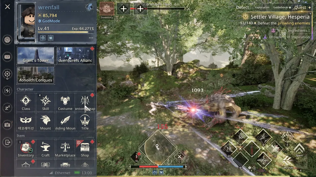 Phantom weapon detail panel listing weapon stats and owned effects
