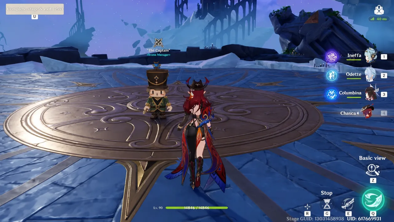 Stage screen with the Complete Stage and exit option while facing the operative boss
