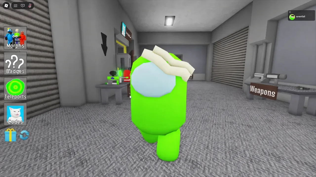 Green Imposter Survivor morph equipped, a green crewmate-style character with a bandaged head