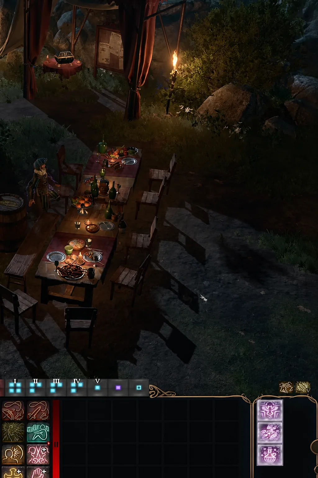 A Baldur's Gate 3 encounter mid-combat with spell effects on screen