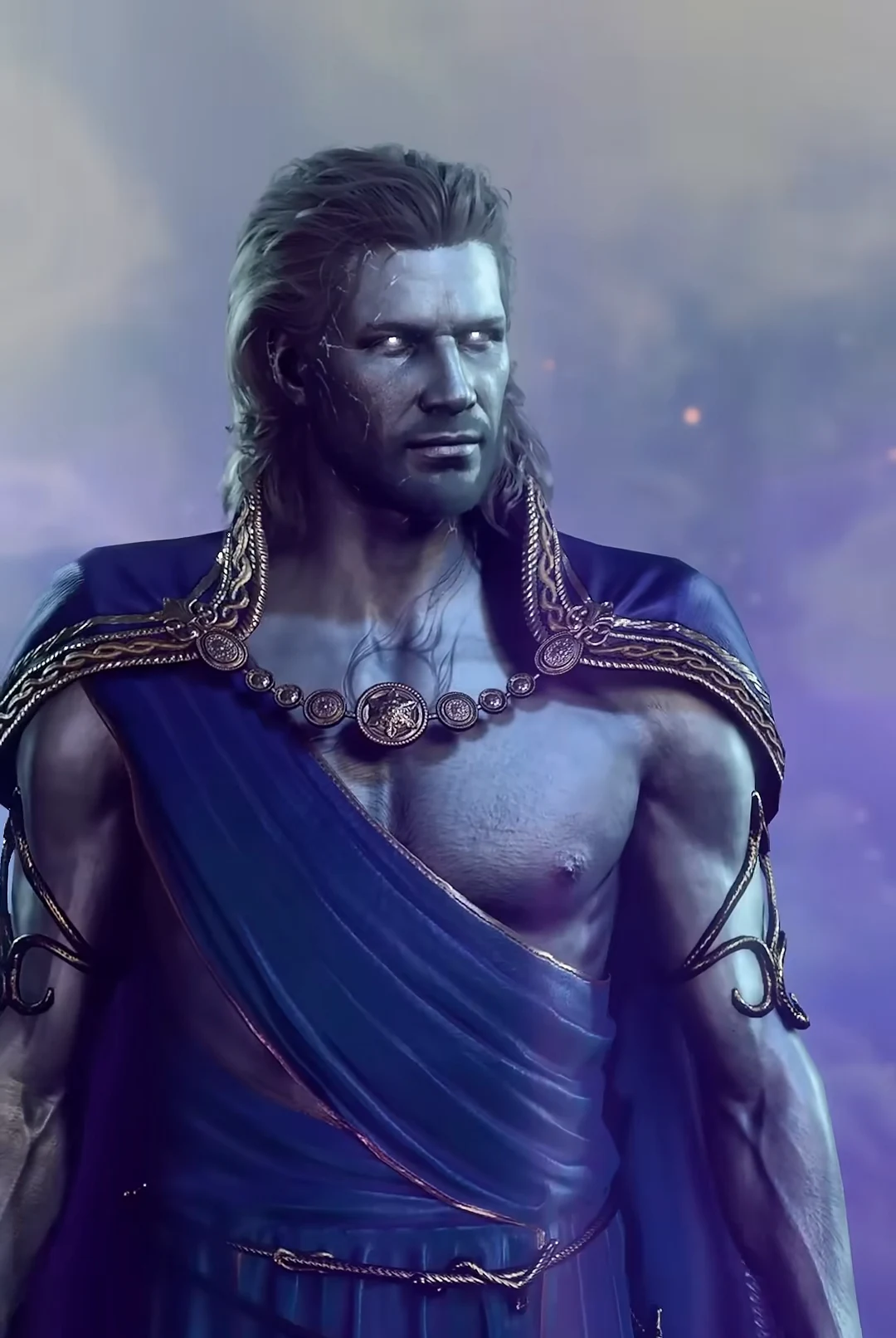 Gale standing before Mystra in a cutscene tied to the godhood storyline