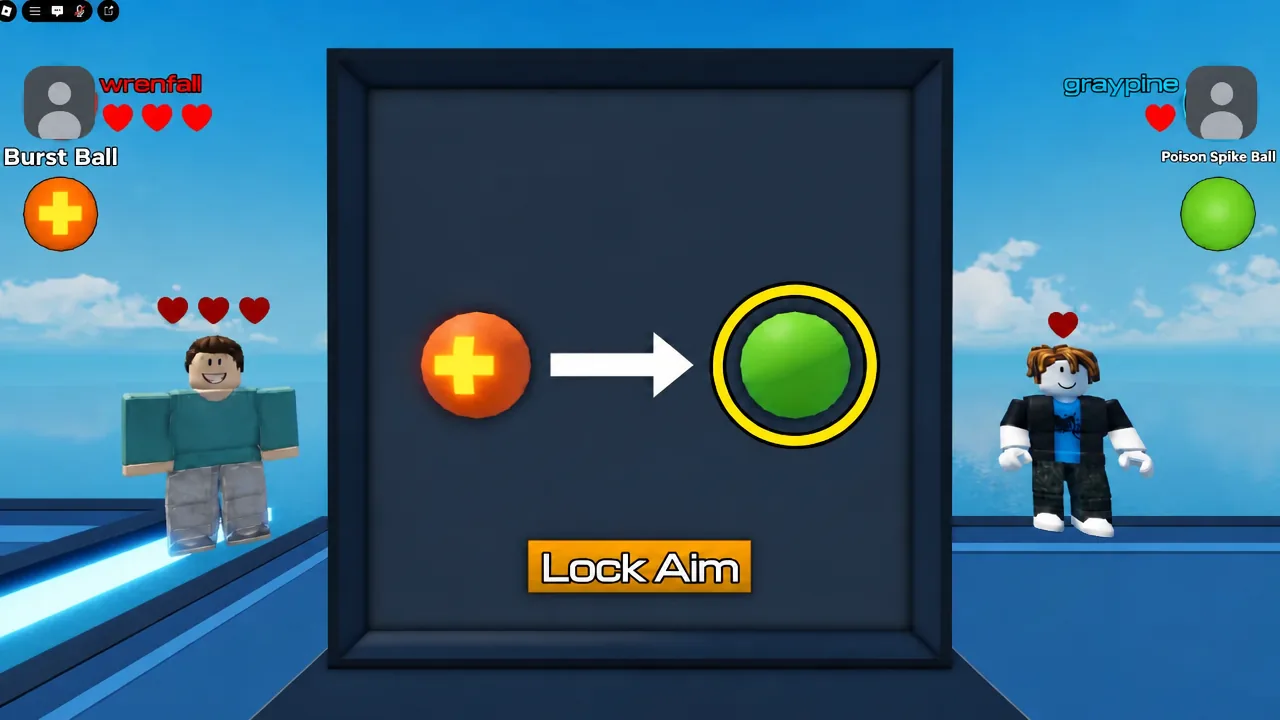 The aim phase with the Lock Aim button highlighted before the round begins
