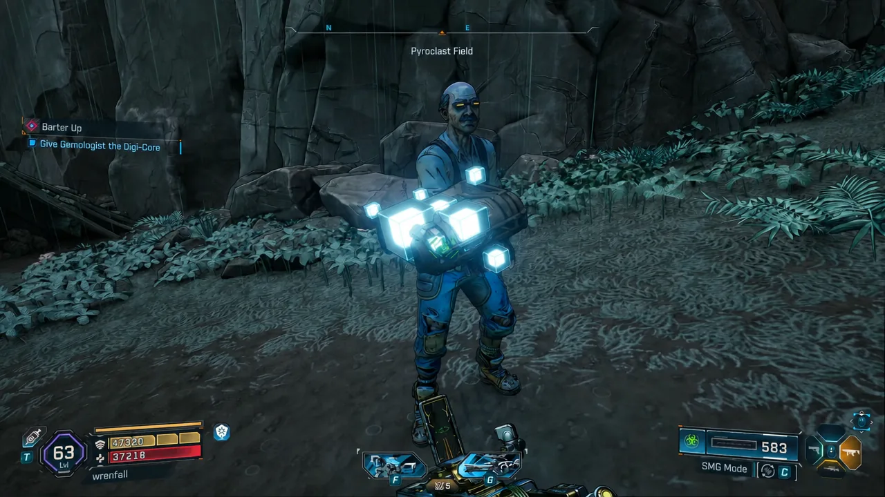 Barter Up objective Give Gemologist the Digi-Core highlighted back in Pyroclast Field
