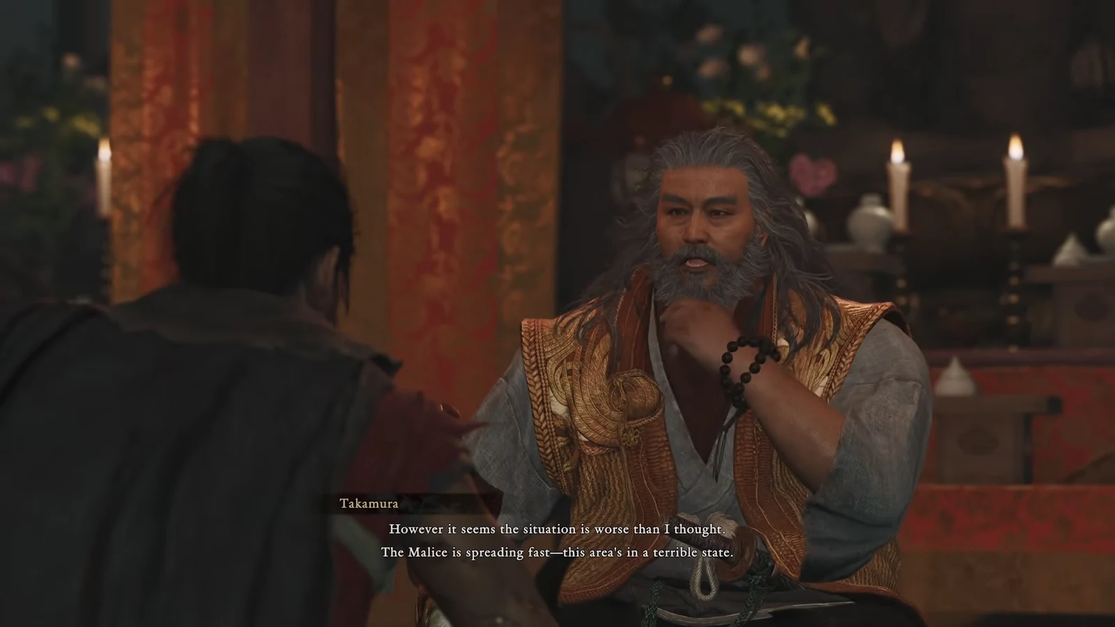 Dialogue cutscene in which Takamura warns that the Malice is spreading through the area