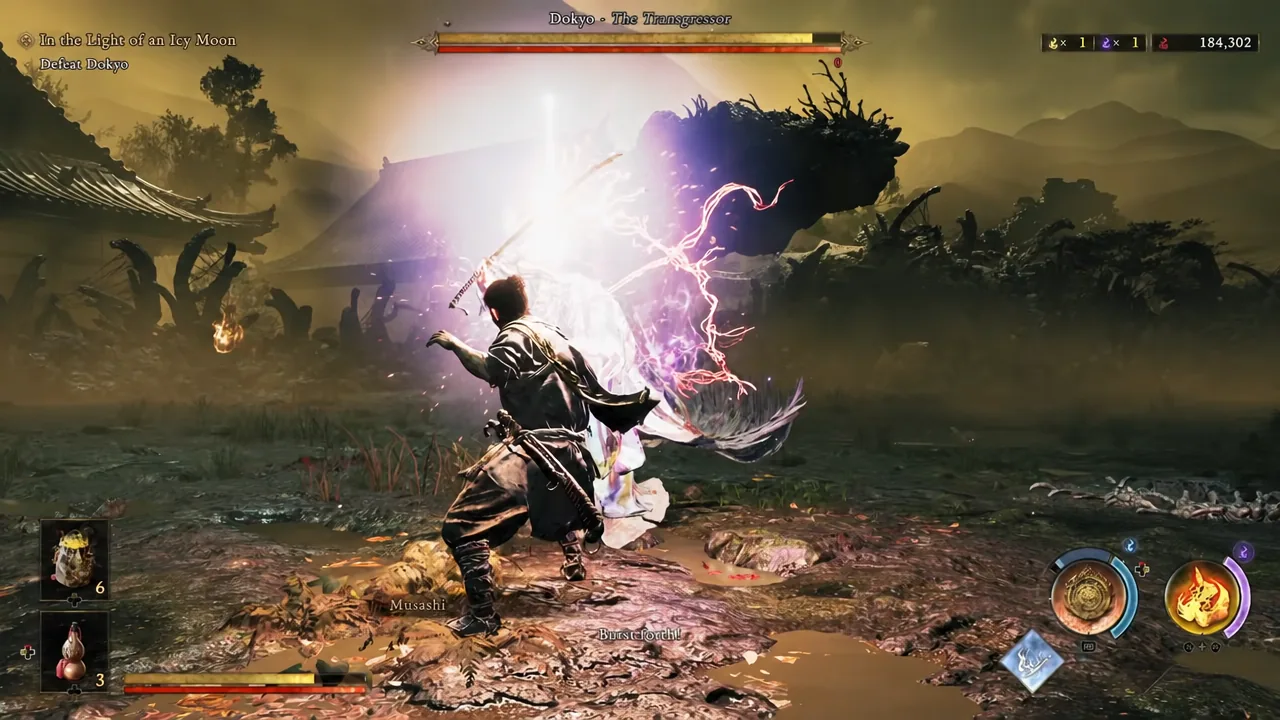 Musashi in Oni form attacking Dokyo – The Transgressor