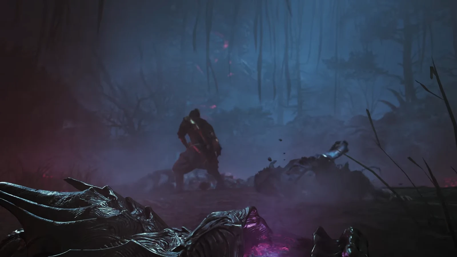 Cutscene of Sasaki Ganryu reaching for his gauntlet in his final moments