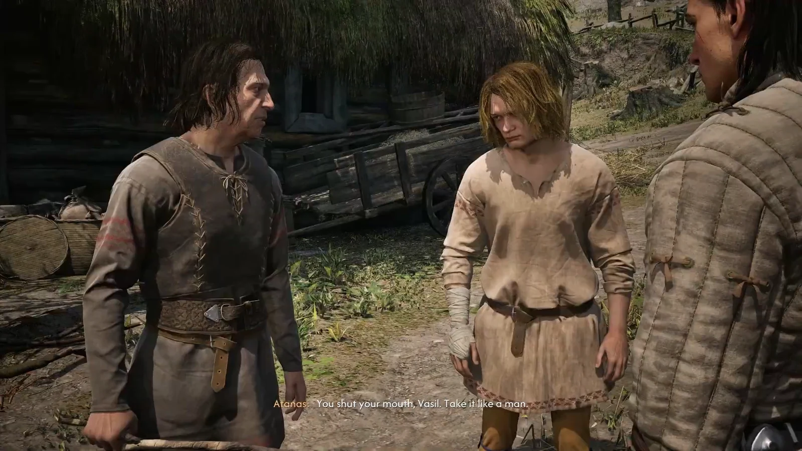 Atanas berates Vasil in a cutscene with the subtitle You shut your mouth, Vasil. Take it like a man.