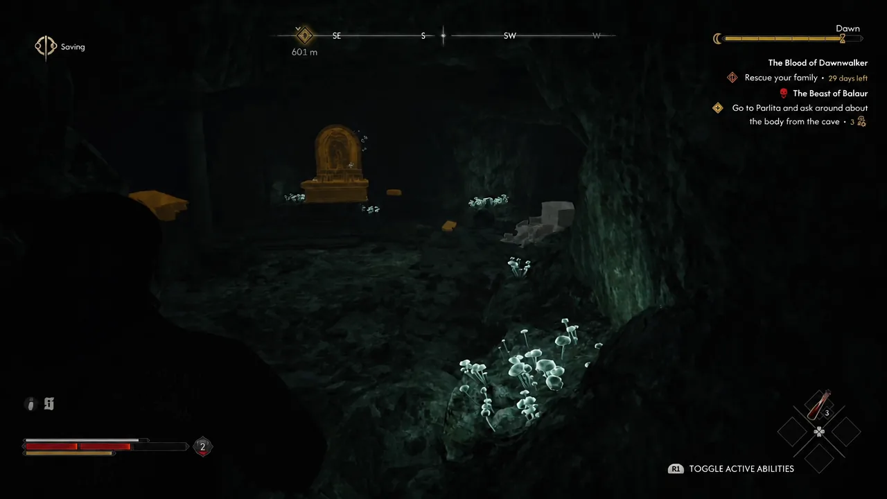 Quest tracker directs Coen to Poltia to ask around about the body found in the cave