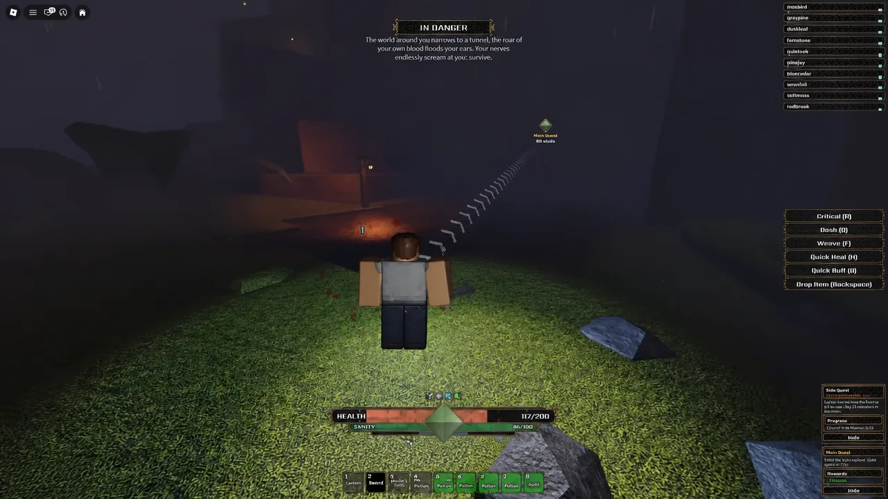 Night-time combat against enemies in a dark region of The Veil