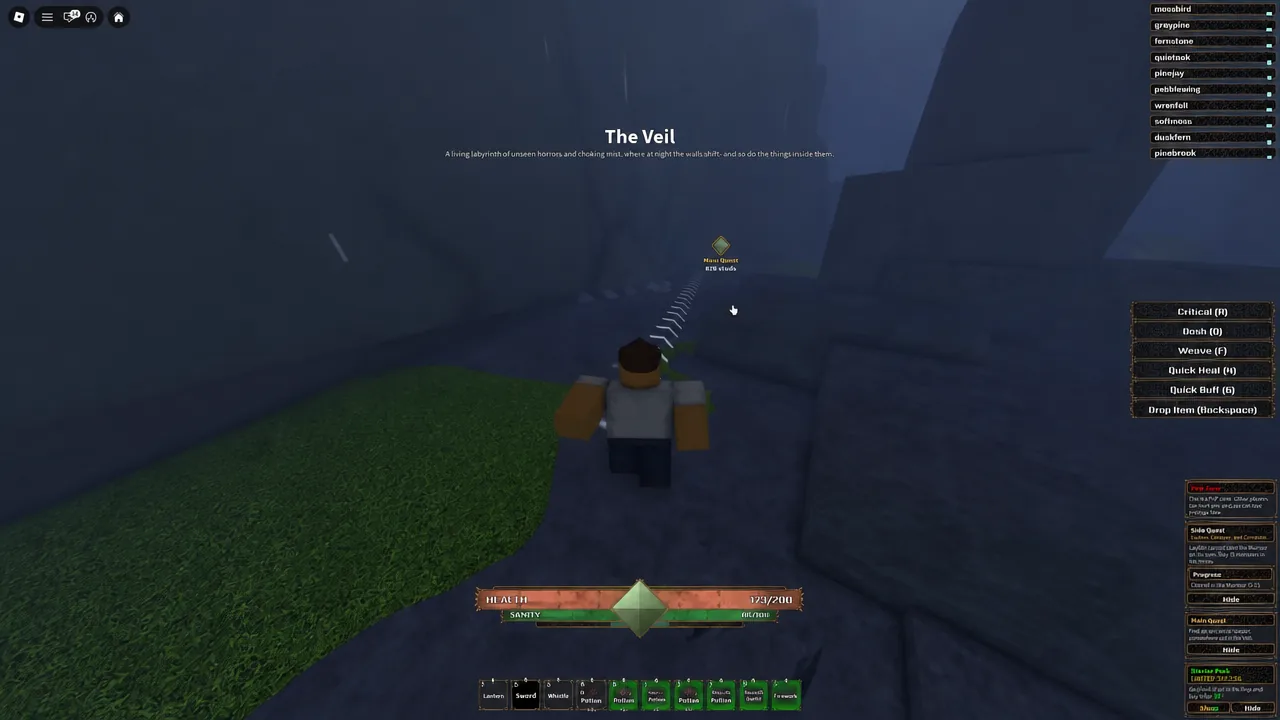 Player moving through the environment toward a quest marker in The Veil