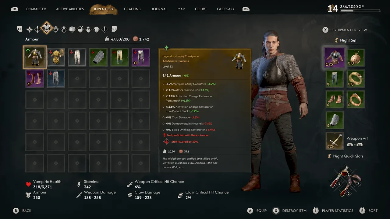 Best Early Legendary Armor in The Blood of Dawnwalker: Ambrus’s Cuirass and Isbrand’s Greaves