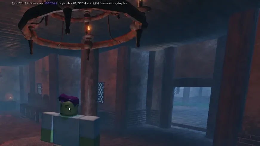 Character standing in a dim stone chamber next to an open doorway in Arcane Lineage