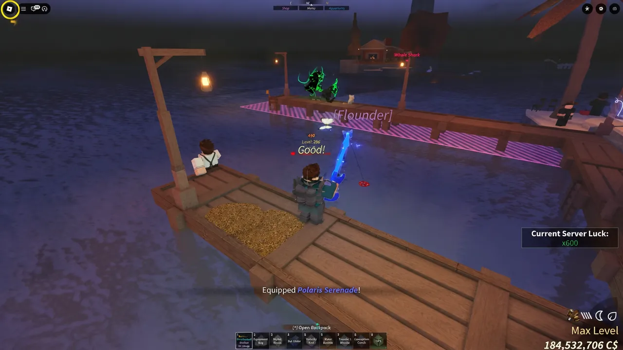 Astraeus Serenade rod shown in Fisch with its star-themed design