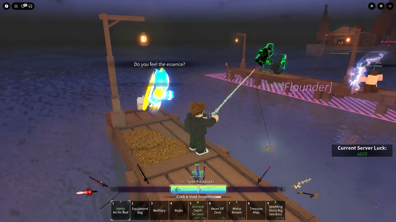 Astralhook rod displayed in Fisch with its falling-star effect