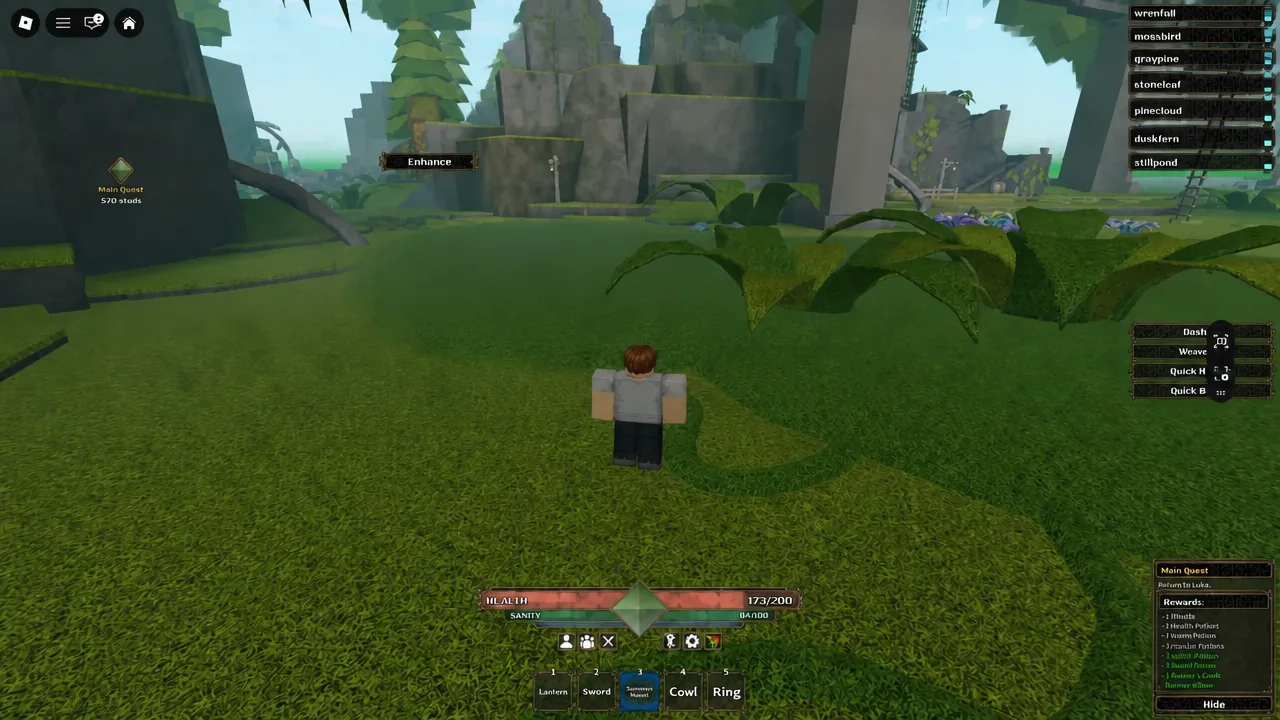 The Veil gameplay showing the health and sanity bars during a labyrinth run