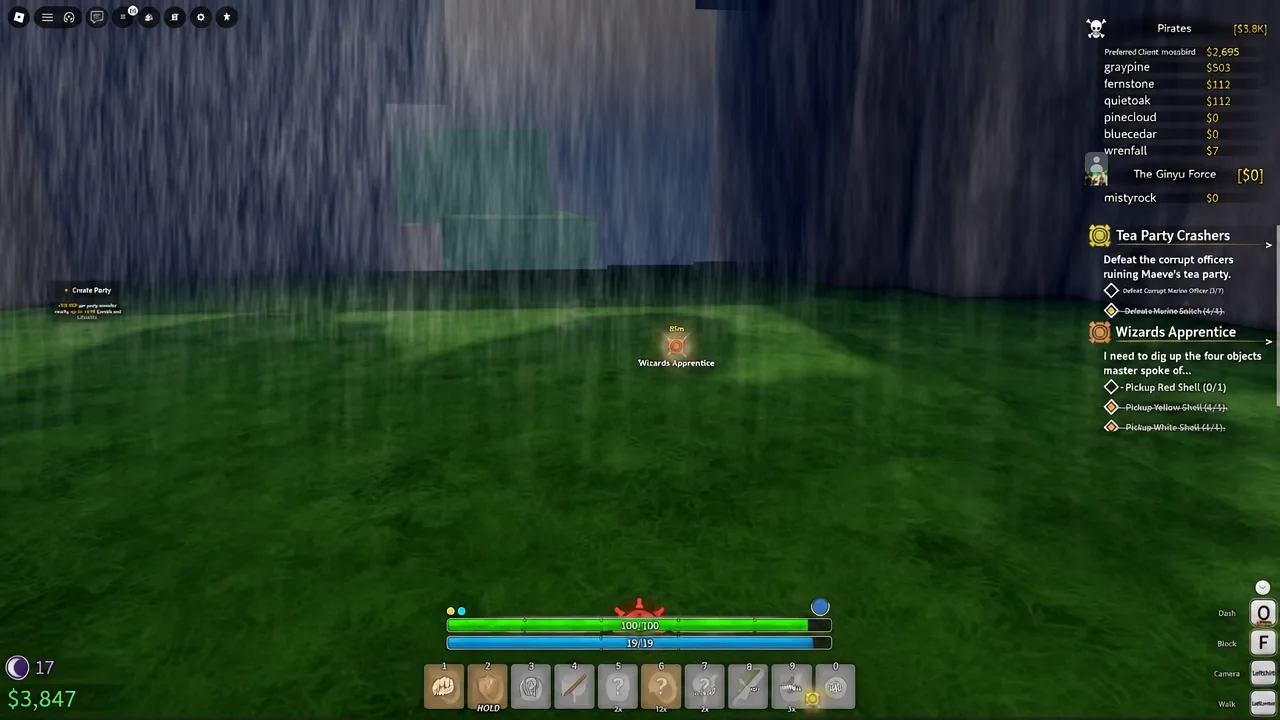 Wizards Apprentice quest tracker and an on-screen waypoint marking the next objective