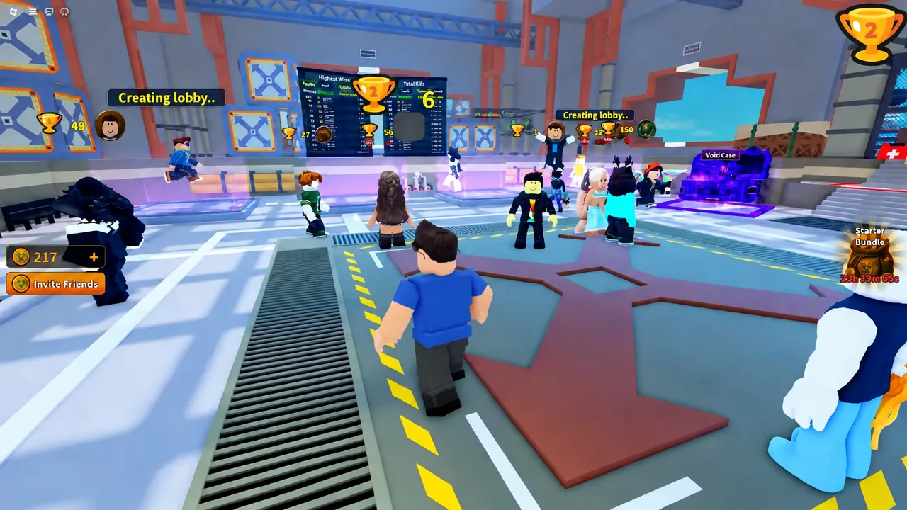 Zombie Rush Survival lobby showing a Creating lobby status message before a run starts