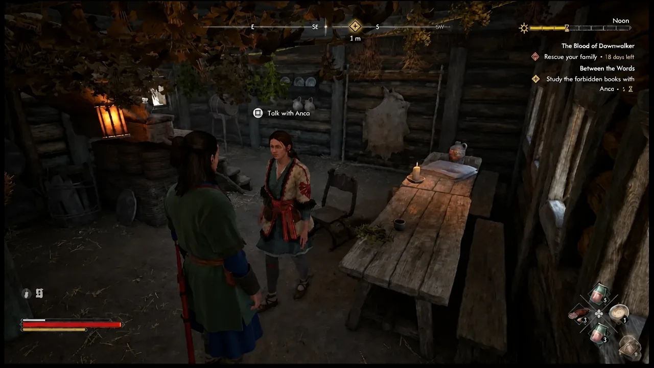 Interaction prompt to talk with Anca inside the Crossroads Inn