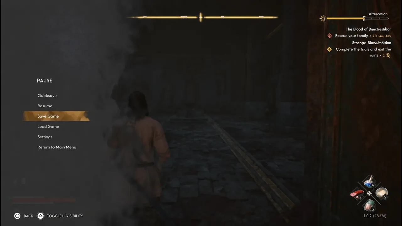 Pause menu with Save Game highlighted before the Font of Life decision