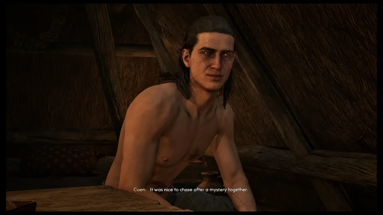 Coen says it was nice to chase after a mystery together during the inn conversation