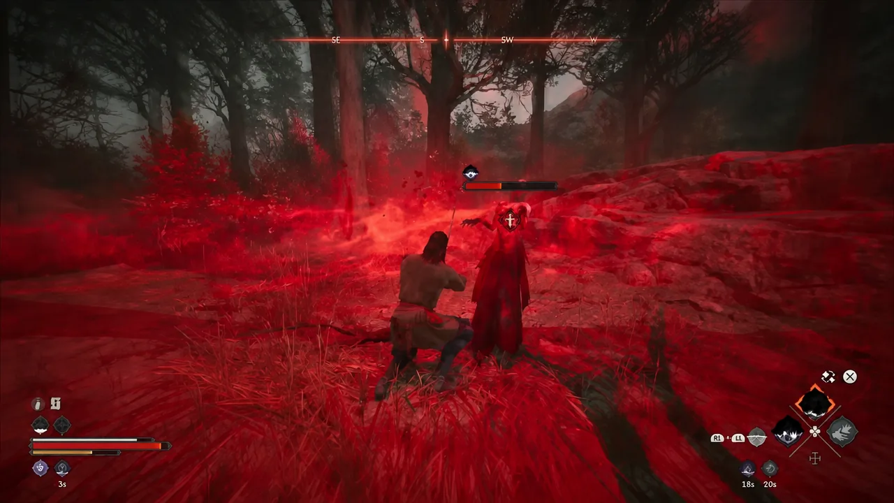 Player striking the red-robed wraith as its health bar drops during the Haunted Site fight