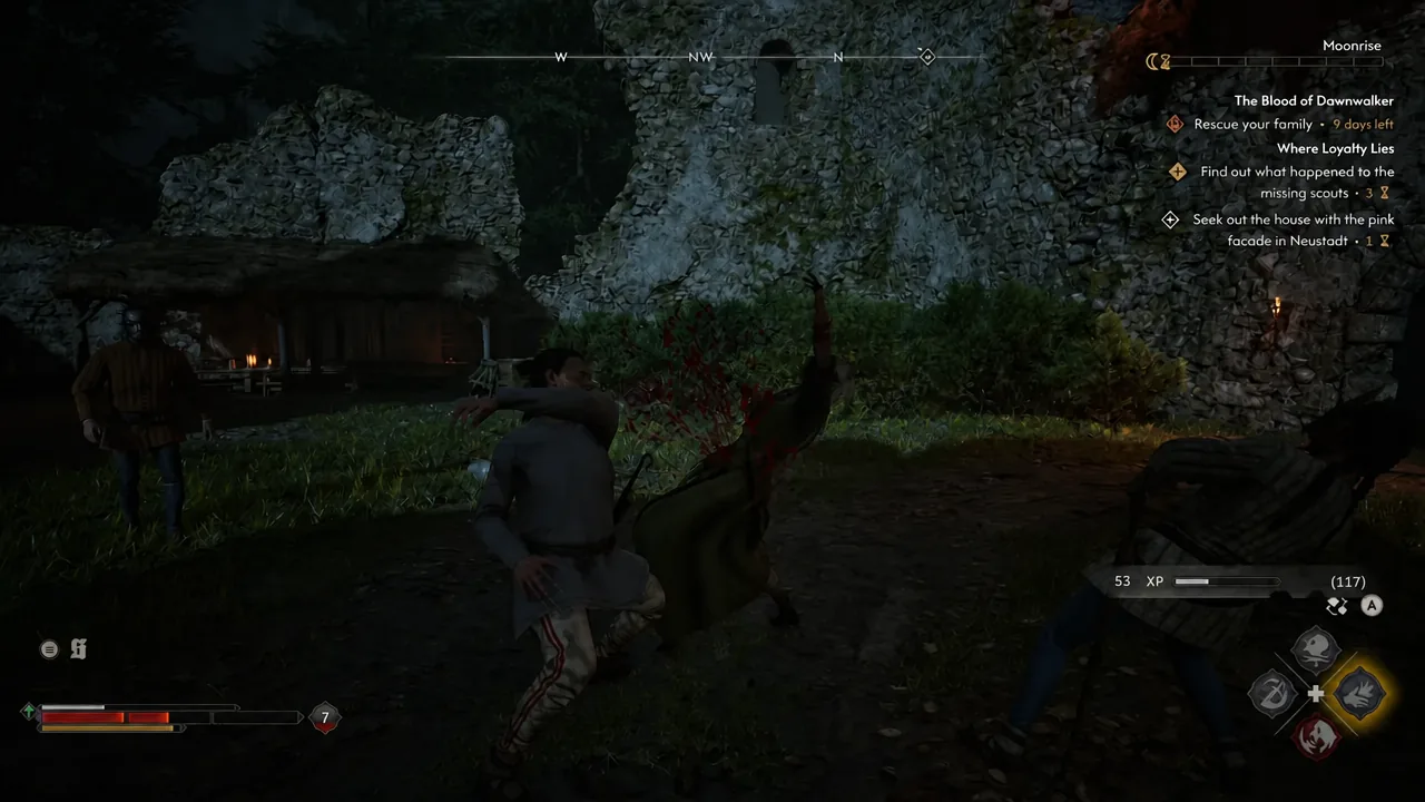 Combat HUD showing an active vampiric ability while fighting enemies in the arena