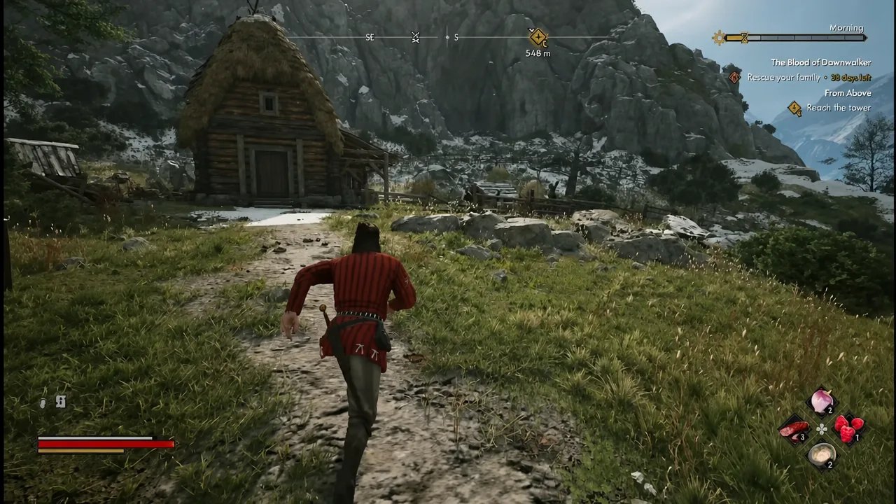 Coen approaching the bandit cabin at the Bandit Camp where the Laslea Glen treasure map sits