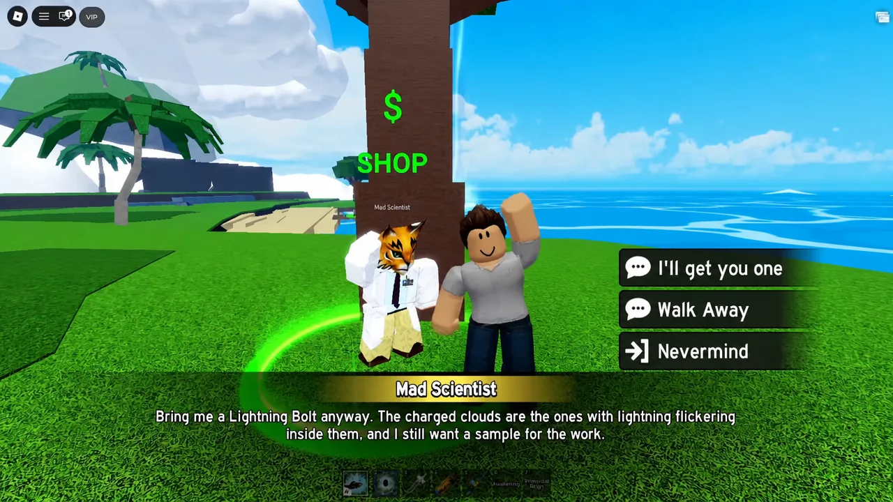 Mad Scientist dialogue box showing the I’ll get you one reply option