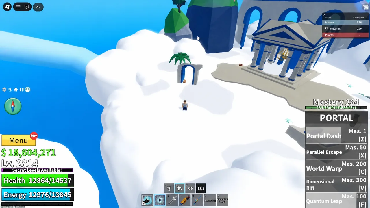 Portal ability panel with Portal Dash on Z highlighted as the player nears a portal entrance