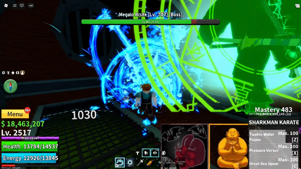 Megalo Brute boss health bar on screen during the sewer fight in Fountain City