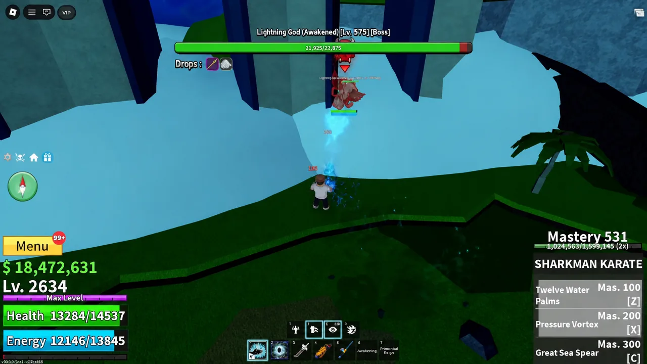 Reward spinner landing on Legendary Scroll after defeating the boss