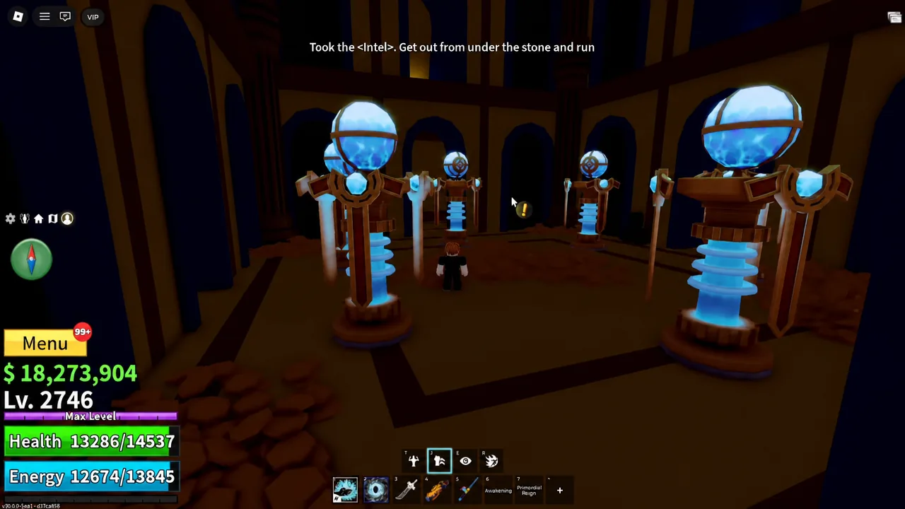 On-screen objective telling the player to take the Intel and run toward the exit marker