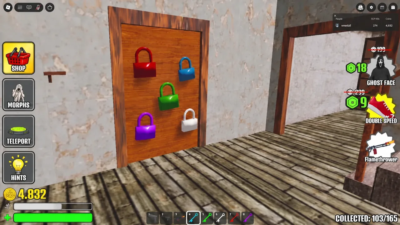 SCP Morph gameplay during the Bou's Revenge update, showing the map where the new morphs are collected