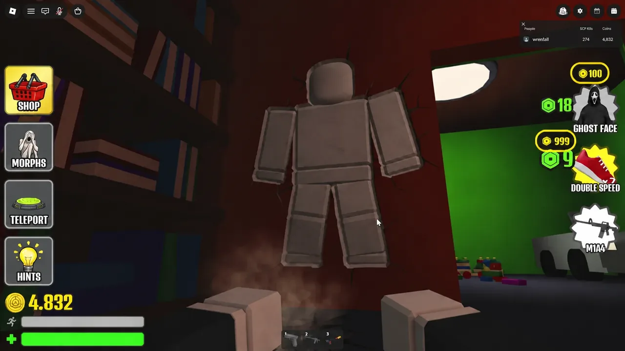 The Shop button highlighted on the SCP Morph gameplay screen while browsing purchasable items