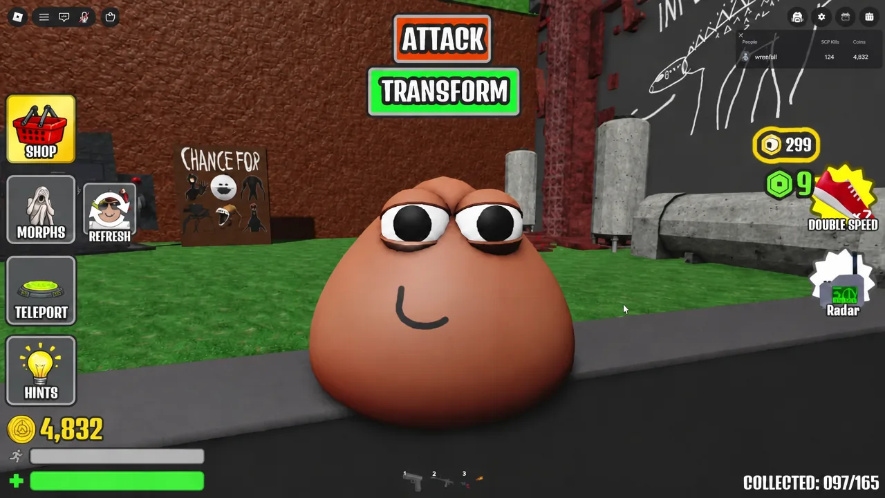 Gameplay screen with the Shop button highlighted on the interface