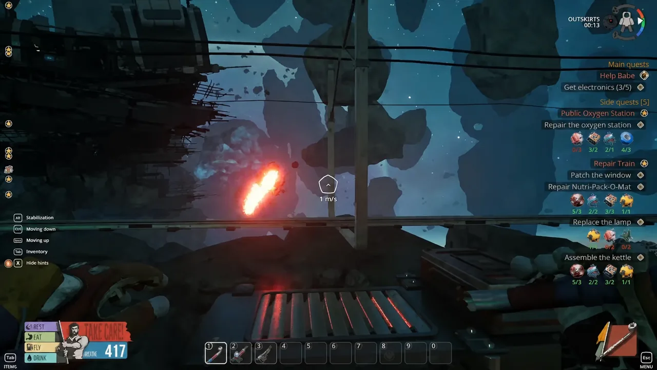 The Thronehauler toilet rocket firing off its platform and detonating in open space