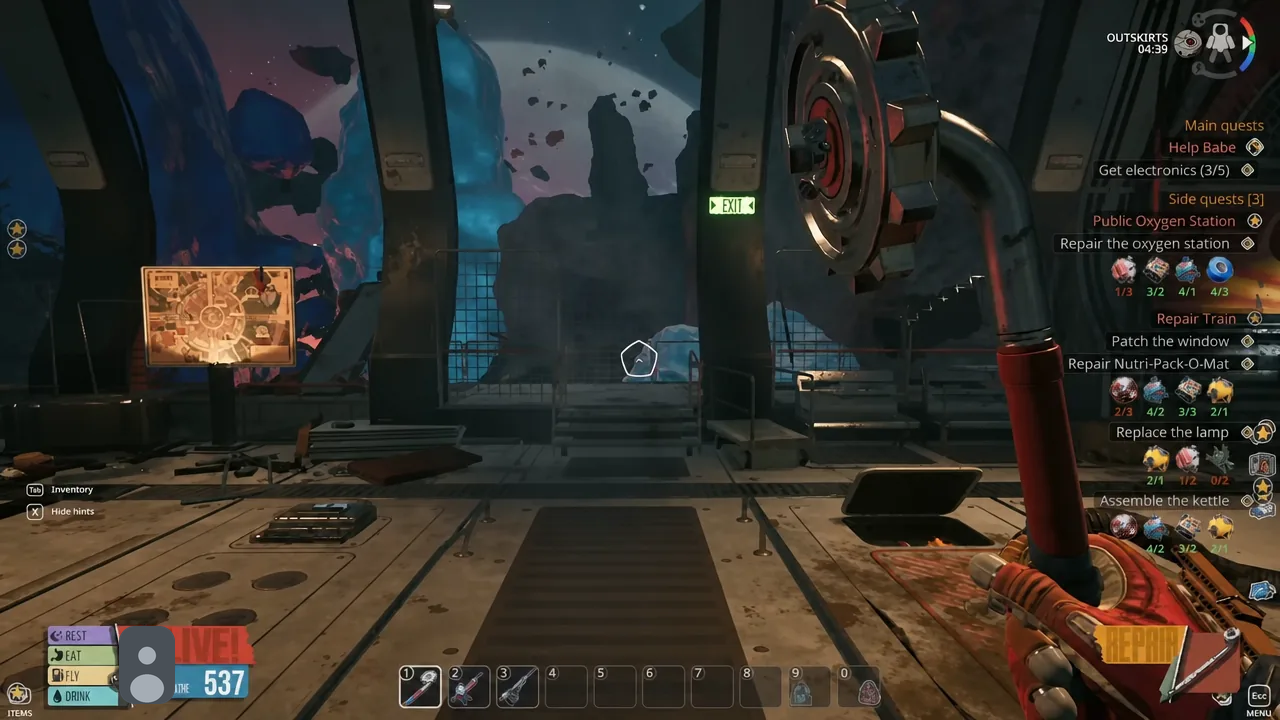 The Station Attendant kiosk in the Outskirts with only the robot's legs left on the base