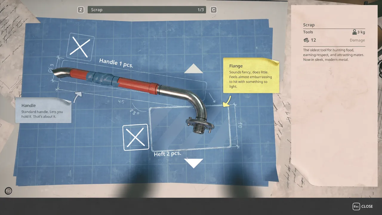 Scrap upgrade screen showing the tool assembly with the Flange component highlighted