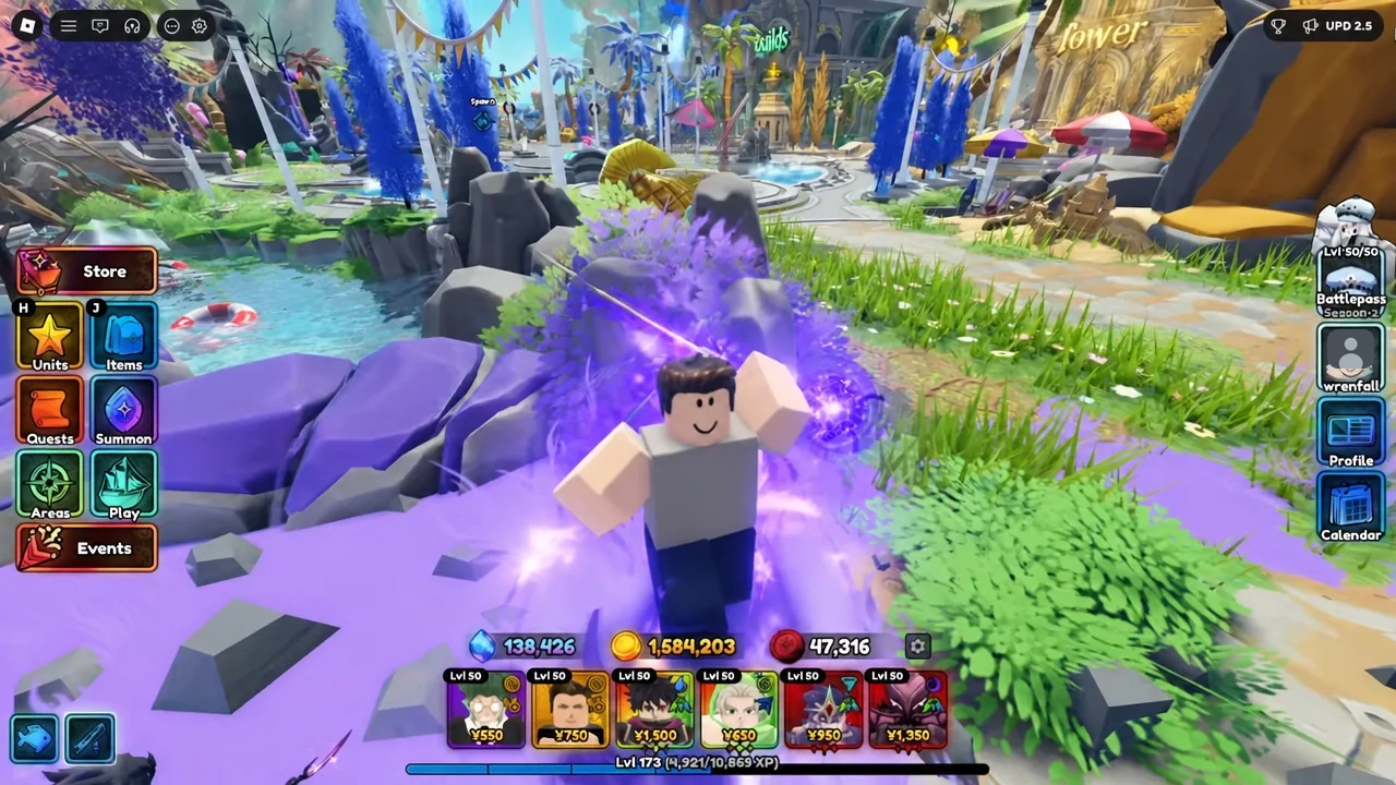 Player avatar in the game hub with the Play menu button highlighted