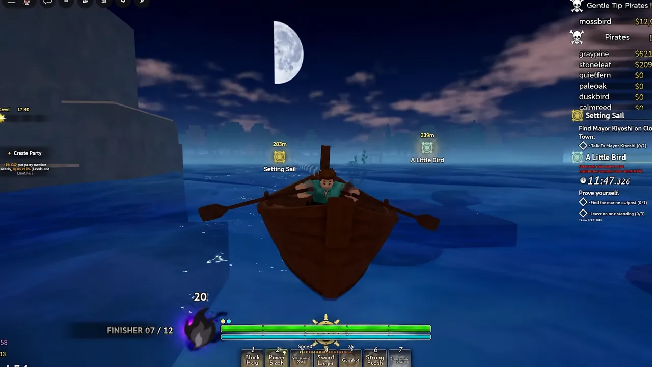 Sailing by boat toward the level 30 and above island in Grand Blue