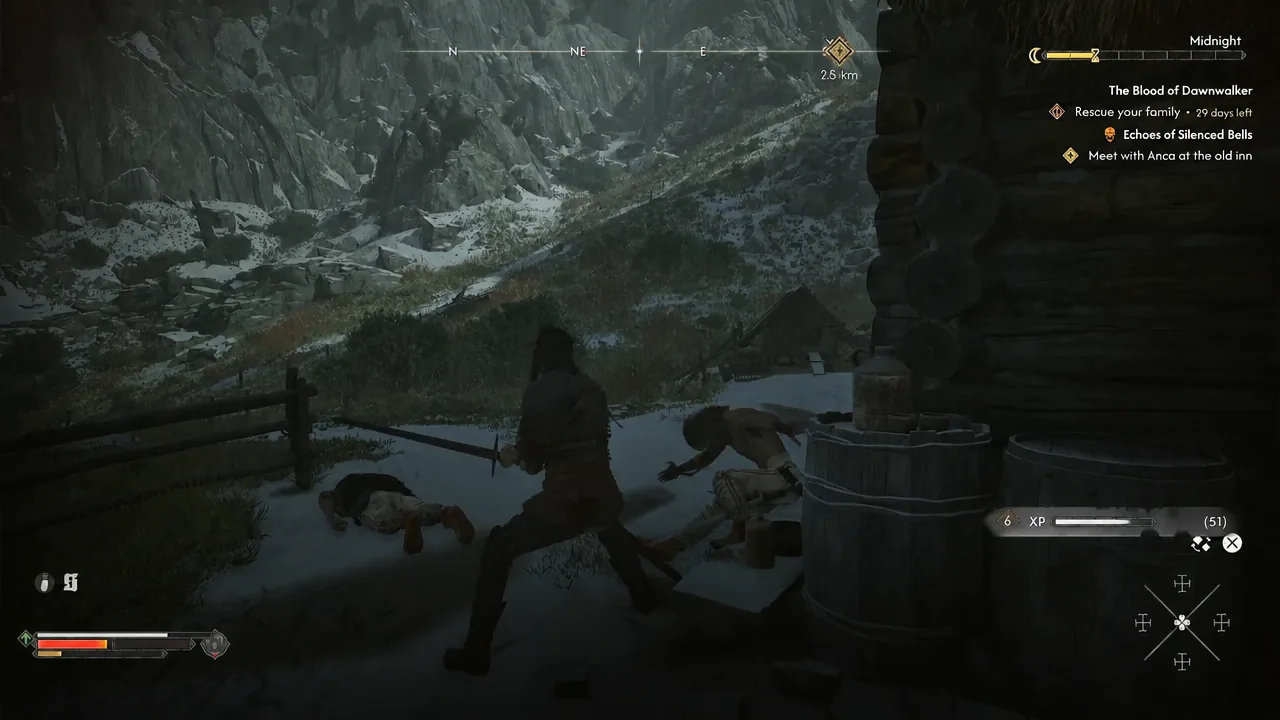 Quest tracker showing Rescue your family as the last camp enemy is defeated