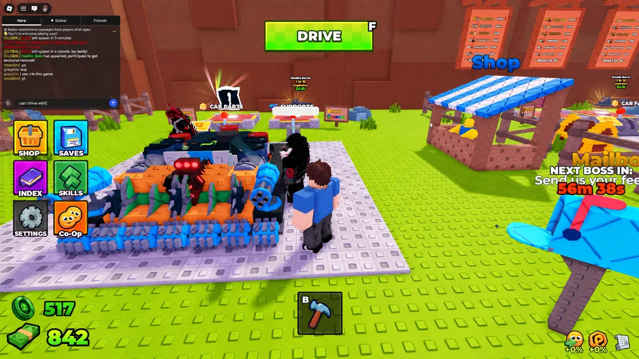 Another player's large armored vehicle parked on a plot in the shared server