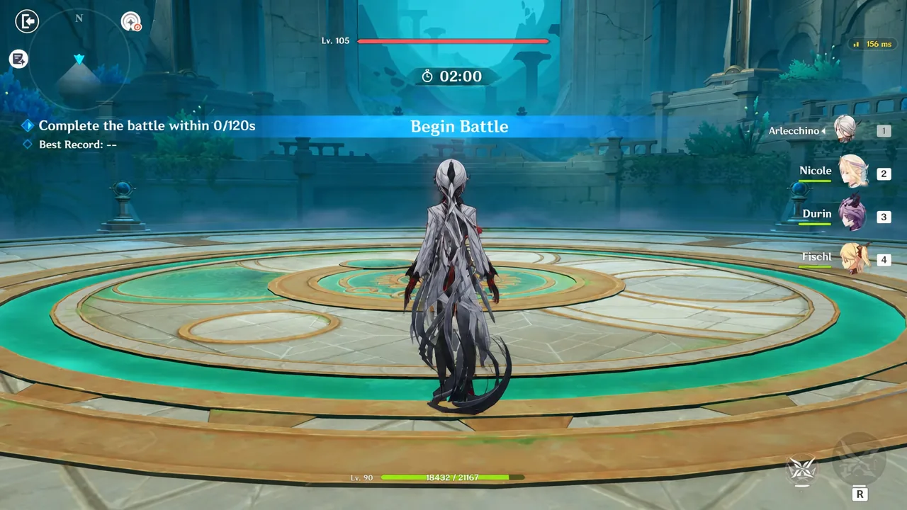 Begin Battle prompt appearing as the two-minute boss trial countdown starts