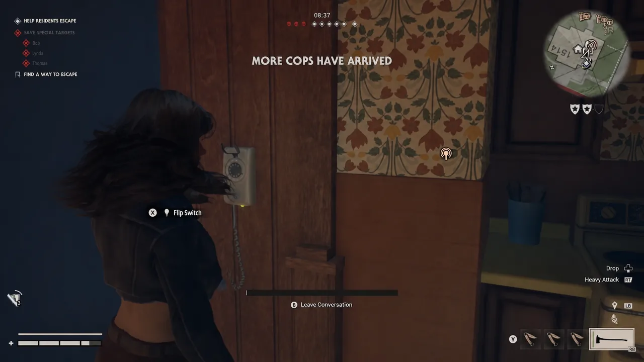 The Flip Switch prompt shown on a wall switch during a civilian round