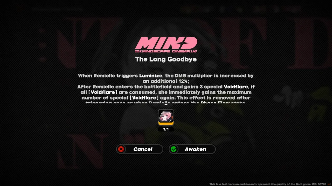 Mindscape confirmation screen with a green Awaken button ready to proceed