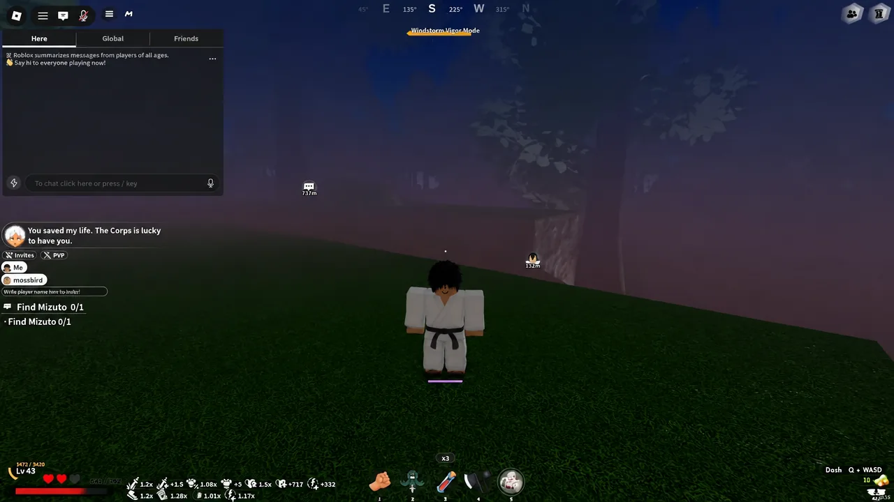 Speaking to Mizuto before diving into the pond for the Submerged Key