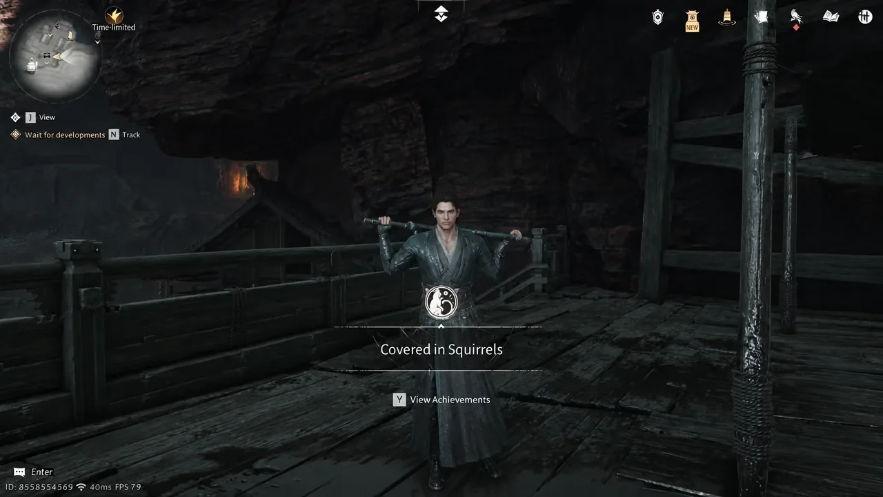The Covered in Squirrels achievement notification on screen with the View Achievements shortcut