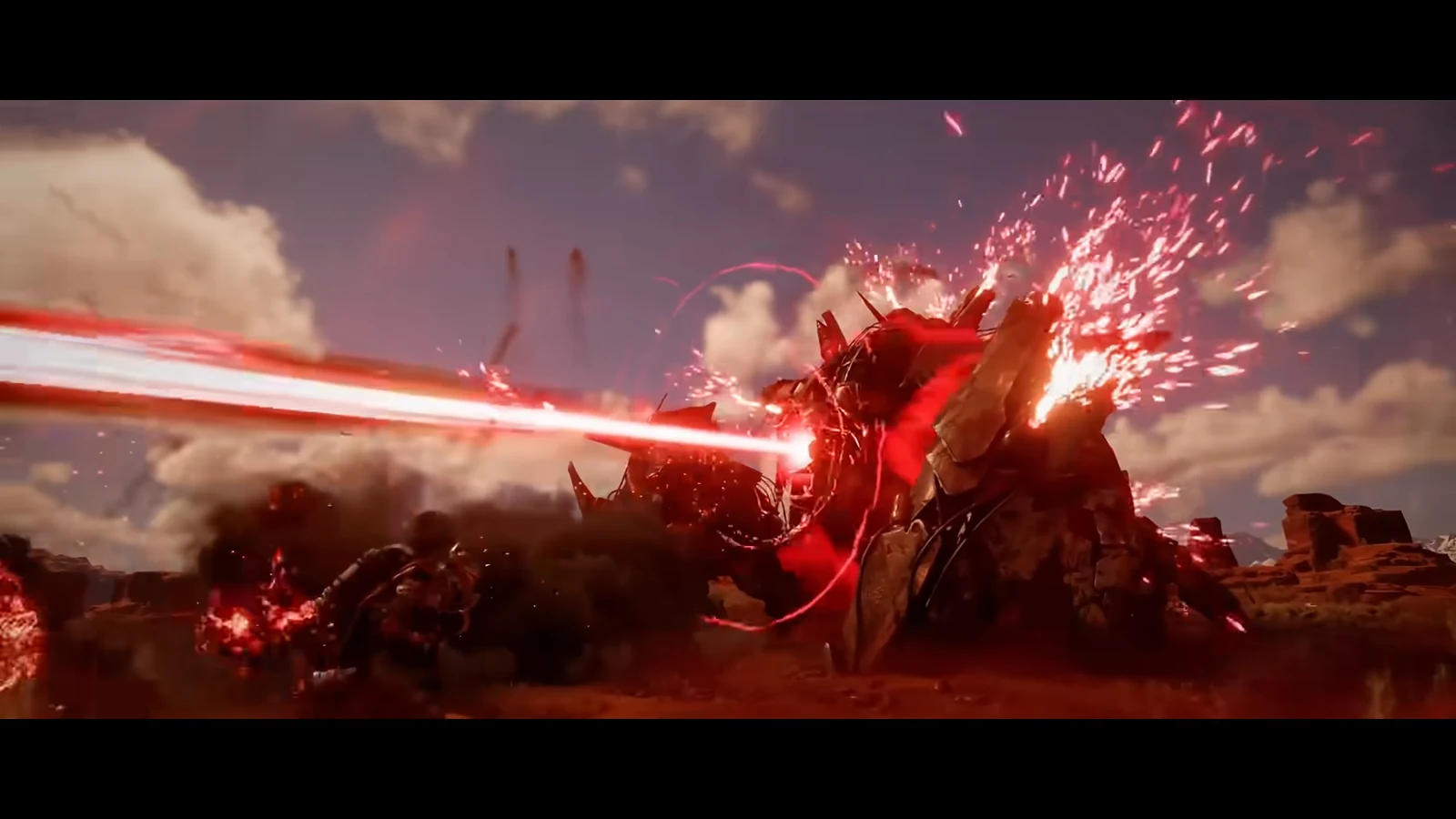 Massive mechanical boss construct facing the player in Crimson Desert